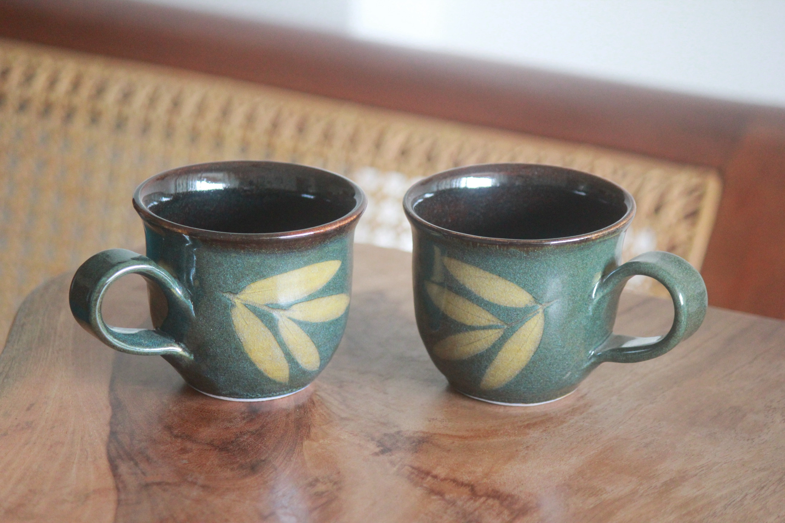 Handmade Ceramic Green Leaf Coffee/ Tea Mug-11472808