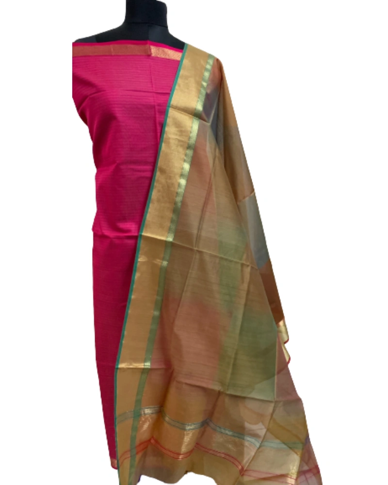 NB Enterprises Multi Color 2 PC Pure Maheshwari Silk  handloom Dress Material-11474146