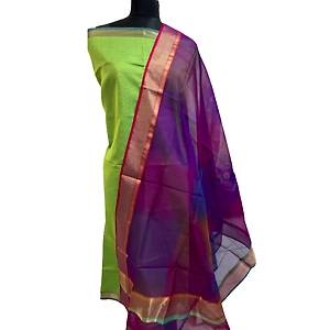 NB Enterprises Multi Color 2 PC Pure Maheshwari Silk handloom Dress Material