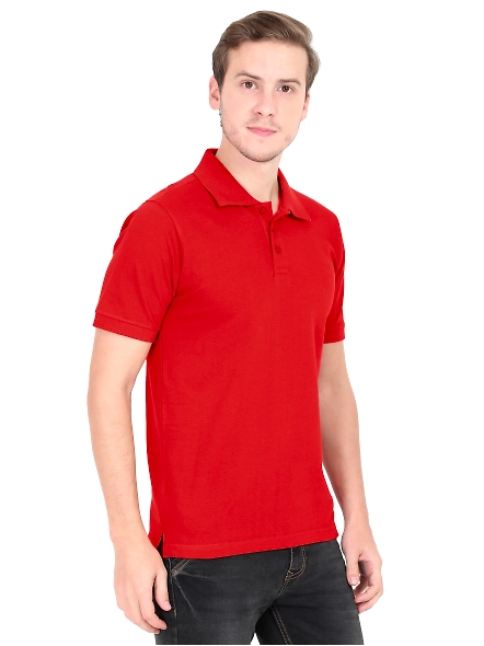 Unisex Polo Half Sleeve T-shirt-Brick Red-XL-1