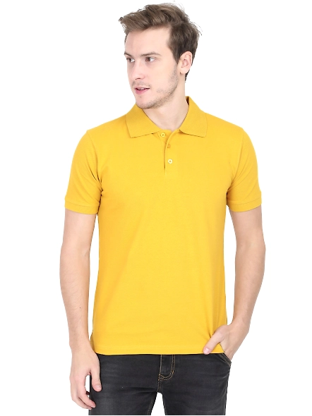 Unisex Polo Half Sleeve T-shirt-Mustard Yellow-S-2