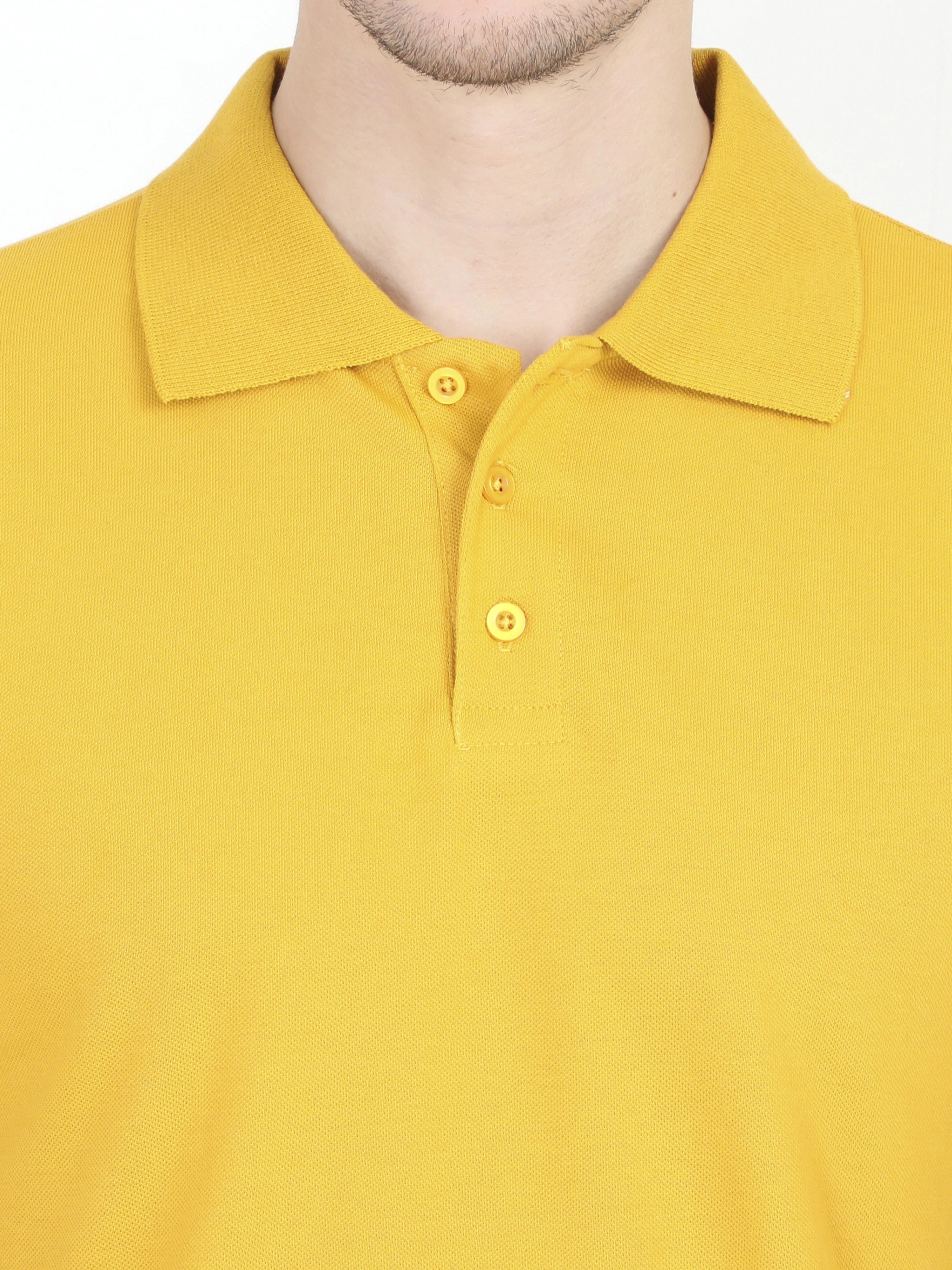 Unisex Polo Half Sleeve T-shirt-Mustard Yellow-L-4