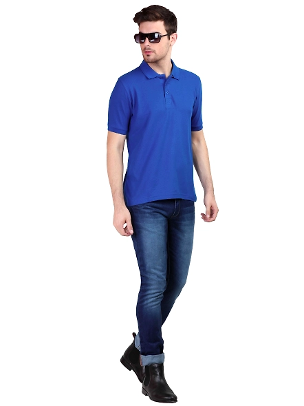 Unisex Polo Half Sleeve T-shirt-Royal Blue-S-4