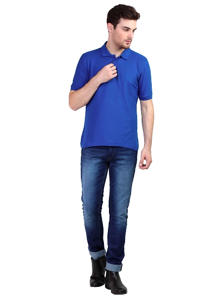 Unisex Polo Half Sleeve T-shirt-Royal Blue-XXL-2