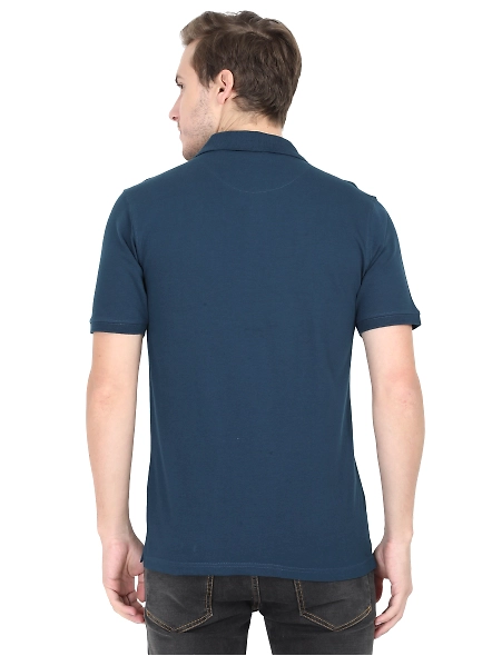 Unisex Polo Half Sleeve T-shirt-Petrol Blue-M-2