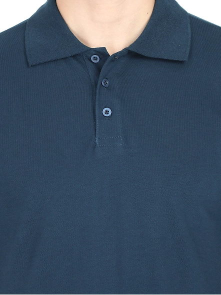 Unisex Polo Half Sleeve T-shirt-Petrol Blue-3XL-4