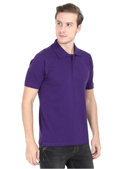 Unisex Polo Half Sleeve T-shirt-Purple-XL-2