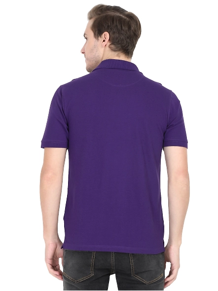 Unisex Polo Half Sleeve T-shirt-Purple-XL-3