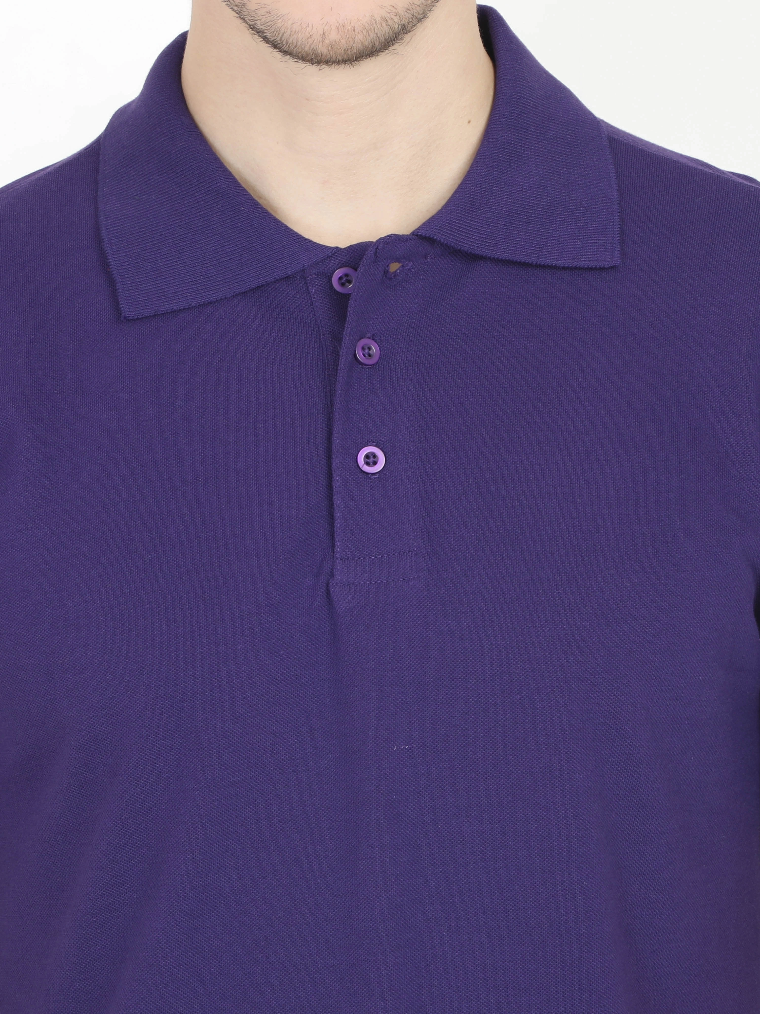 Unisex Polo Half Sleeve T-shirt-Purple-XL-5