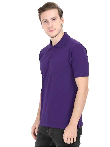 Unisex Polo Half Sleeve T-shirt-Purple-3XL-1