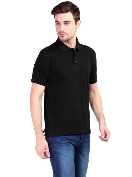 Unisex Polo Half Sleeve T-shirt-Black-S-2