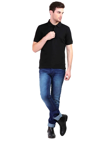 Unisex Polo Half Sleeve T-shirt-Black-S-3