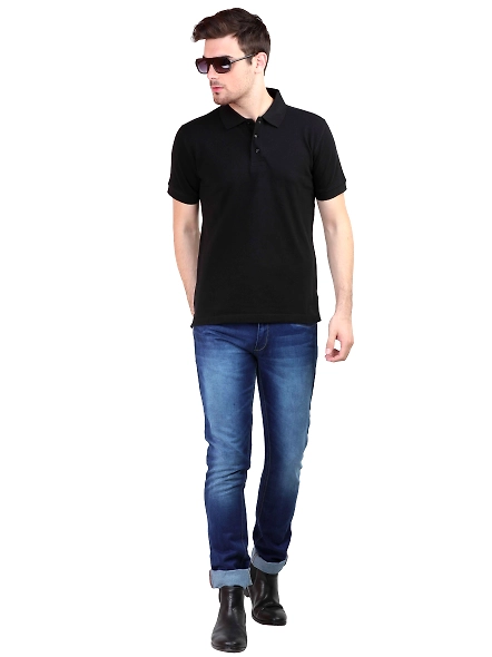 Unisex Polo Half Sleeve T-shirt-Black-M-4