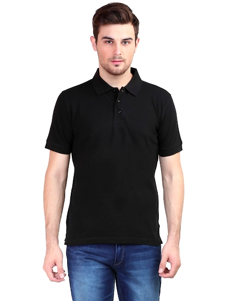 Unisex Polo Half Sleeve T-shirt-MPHs-Bk-2XL
