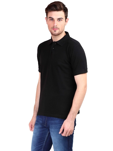 Unisex Polo Half Sleeve T-shirt-Black-XXL-1