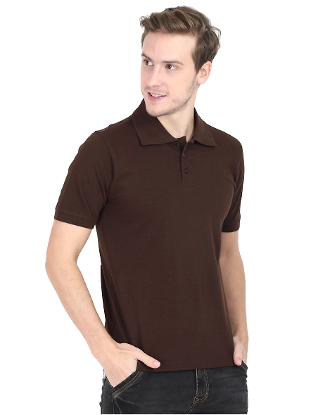 Unisex Polo Half Sleeve T-shirt-Coffee Brown-XXL-2