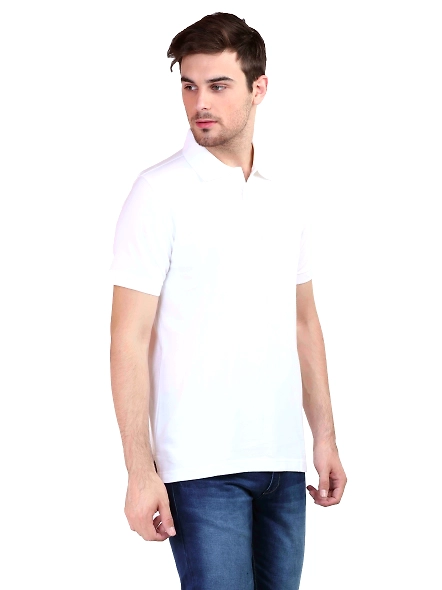 Unisex Polo Half Sleeve T-shirt-White-L-3