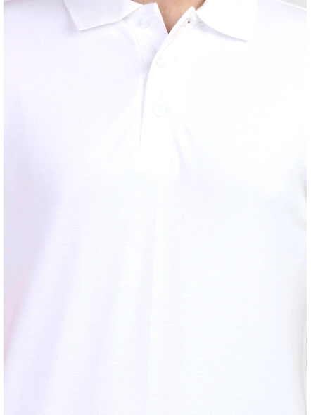 Unisex Polo Half Sleeve T-shirt-White-L-5