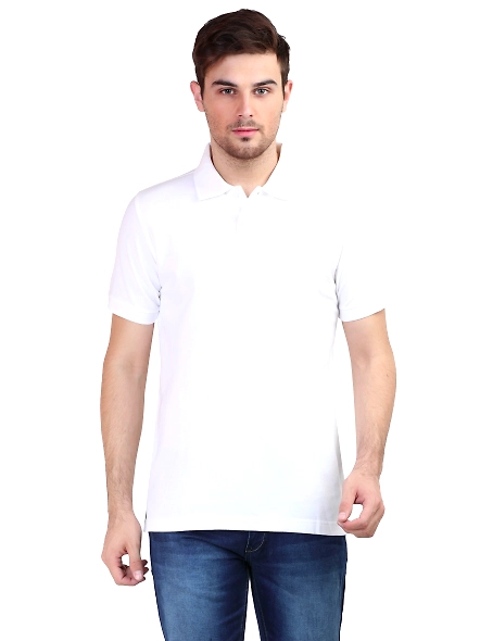 Unisex Polo Half Sleeve T-shirt-MPHs-Wh-XL