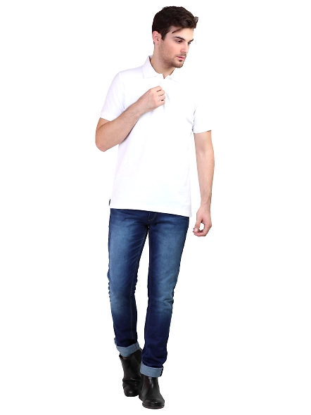 Unisex Polo Half Sleeve T-shirt-White-XL-1
