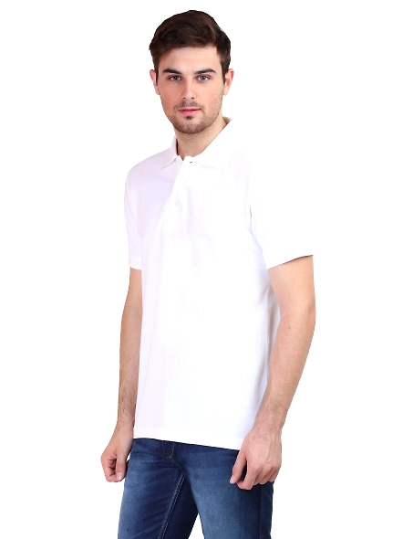 Unisex Polo Half Sleeve T-shirt-White-3XL-2