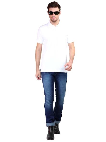 Unisex Polo Half Sleeve T-shirt-White-3XL-4