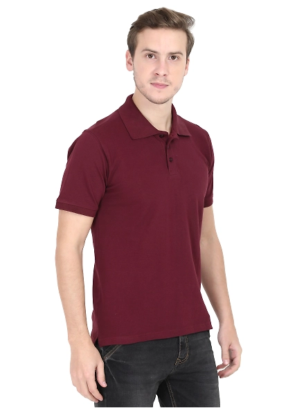 Unisex Polo Half Sleeve T-shirt-Maroon-XL-2