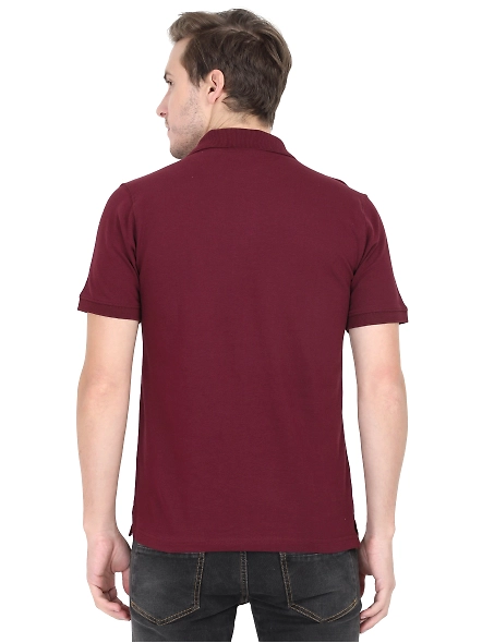 Unisex Polo Half Sleeve T-shirt-Maroon-XL-3