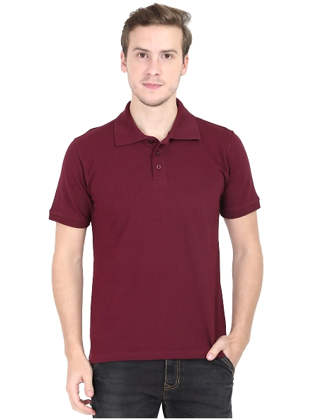 Unisex Polo Half Sleeve T-shirt-Maroon-XXL-1