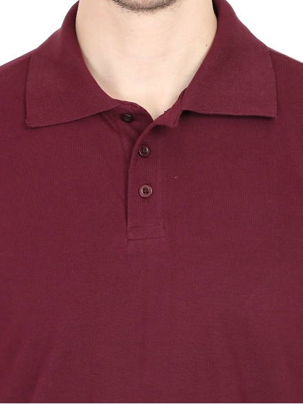 Unisex Polo Half Sleeve T-shirt-Maroon-XXL-4