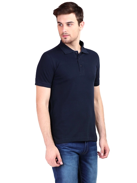 Unisex Polo Half Sleeve T-shirt-Navy Blue-S-3
