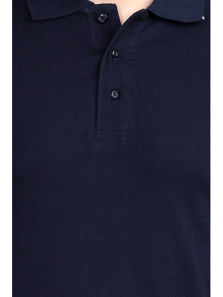 Unisex Polo Half Sleeve T-shirt-Navy Blue-L-5