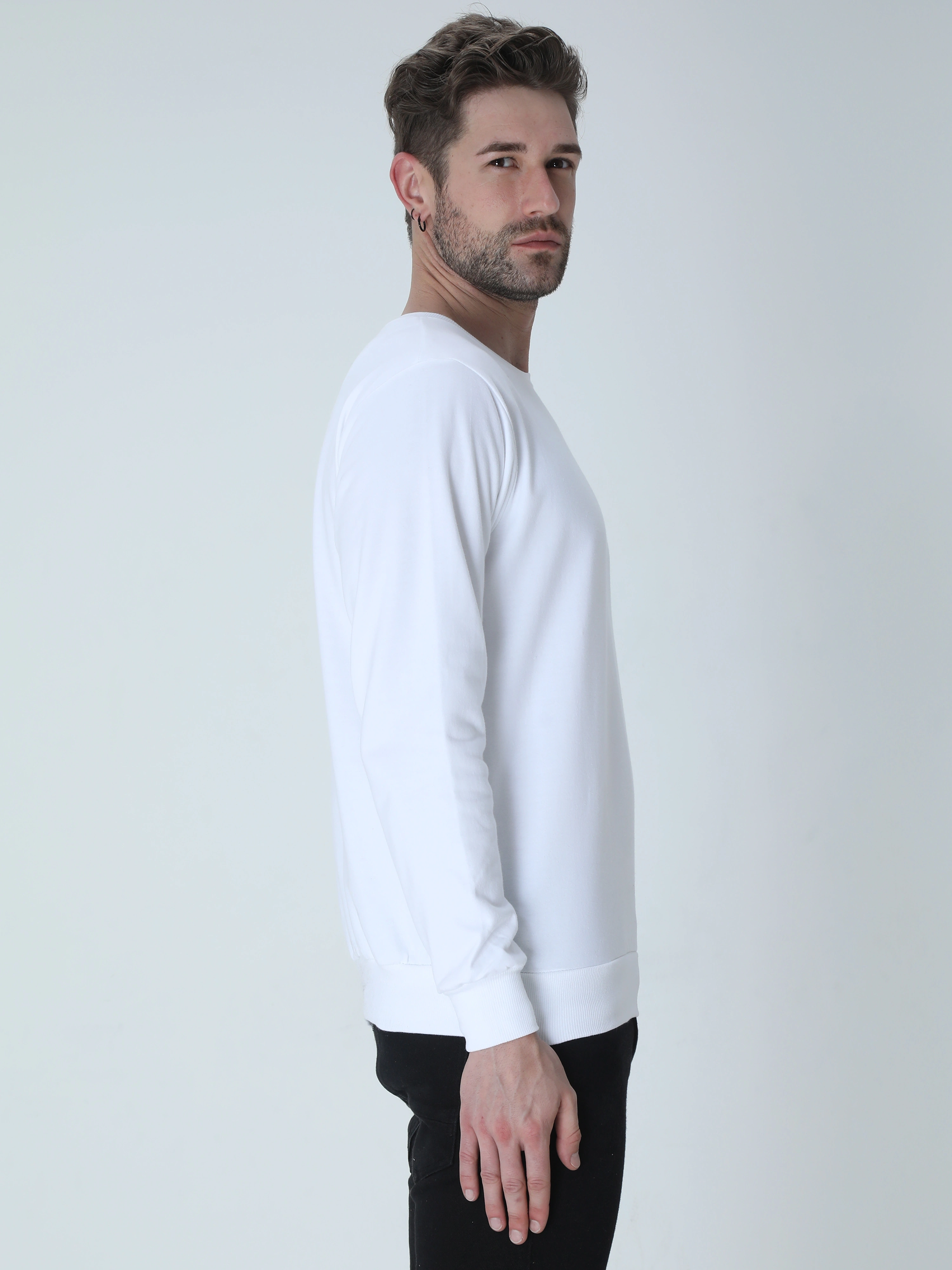 Sweatshirts Unisex-White-L-2