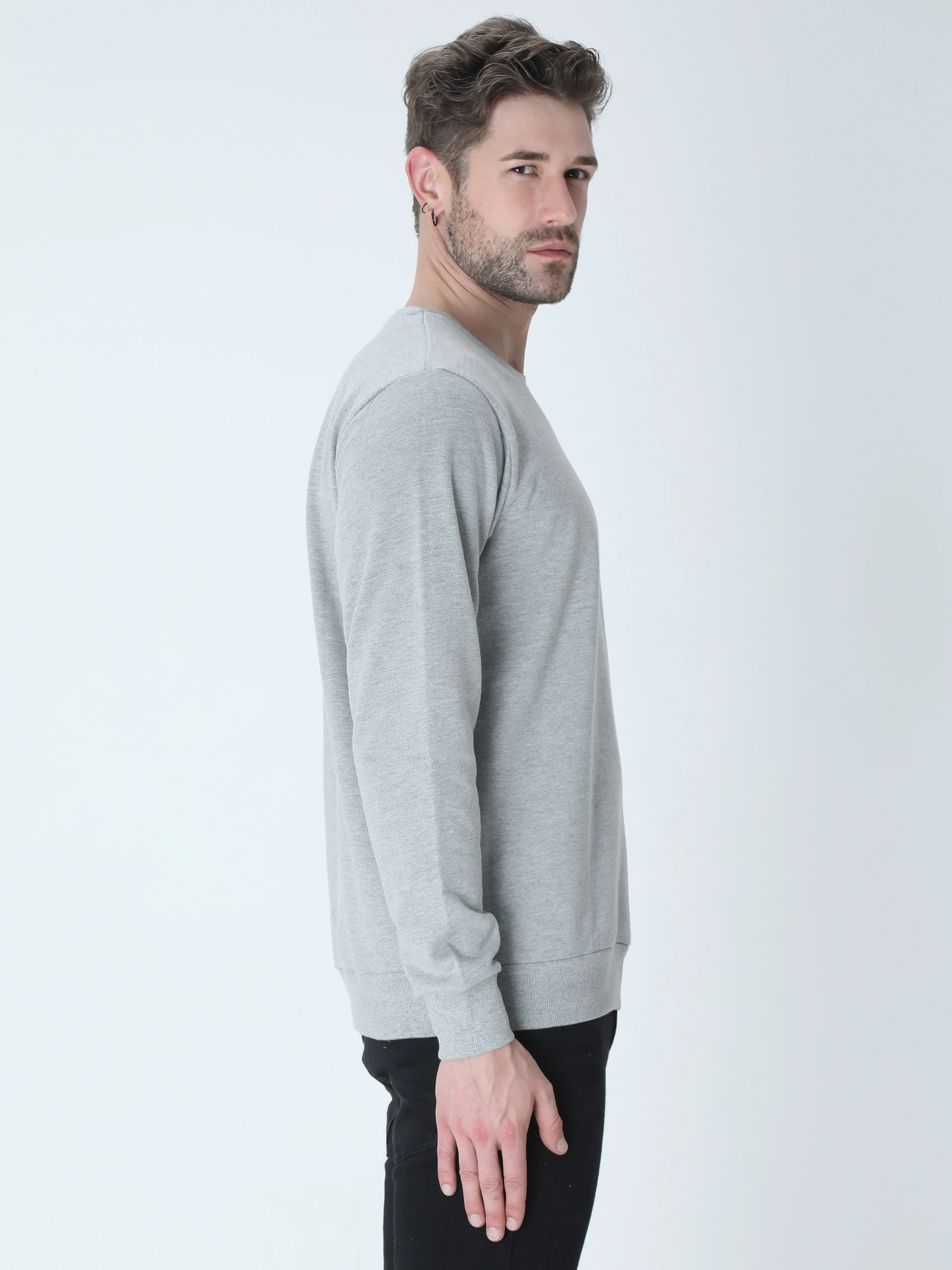 Sweatshirts Unisex-Grey Melange-S-2