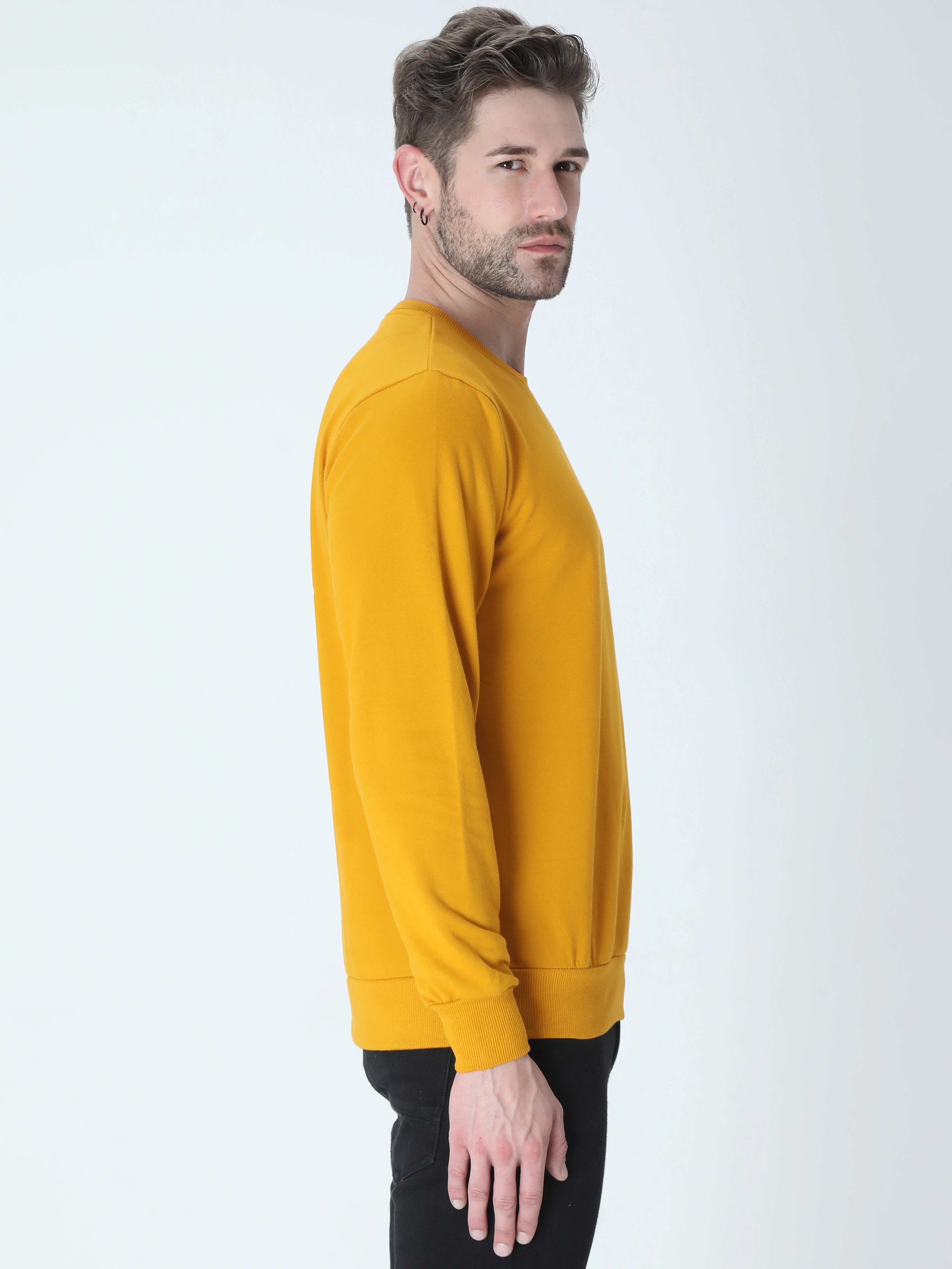 Sweatshirts Unisex-Mustard Yellow-XL-2