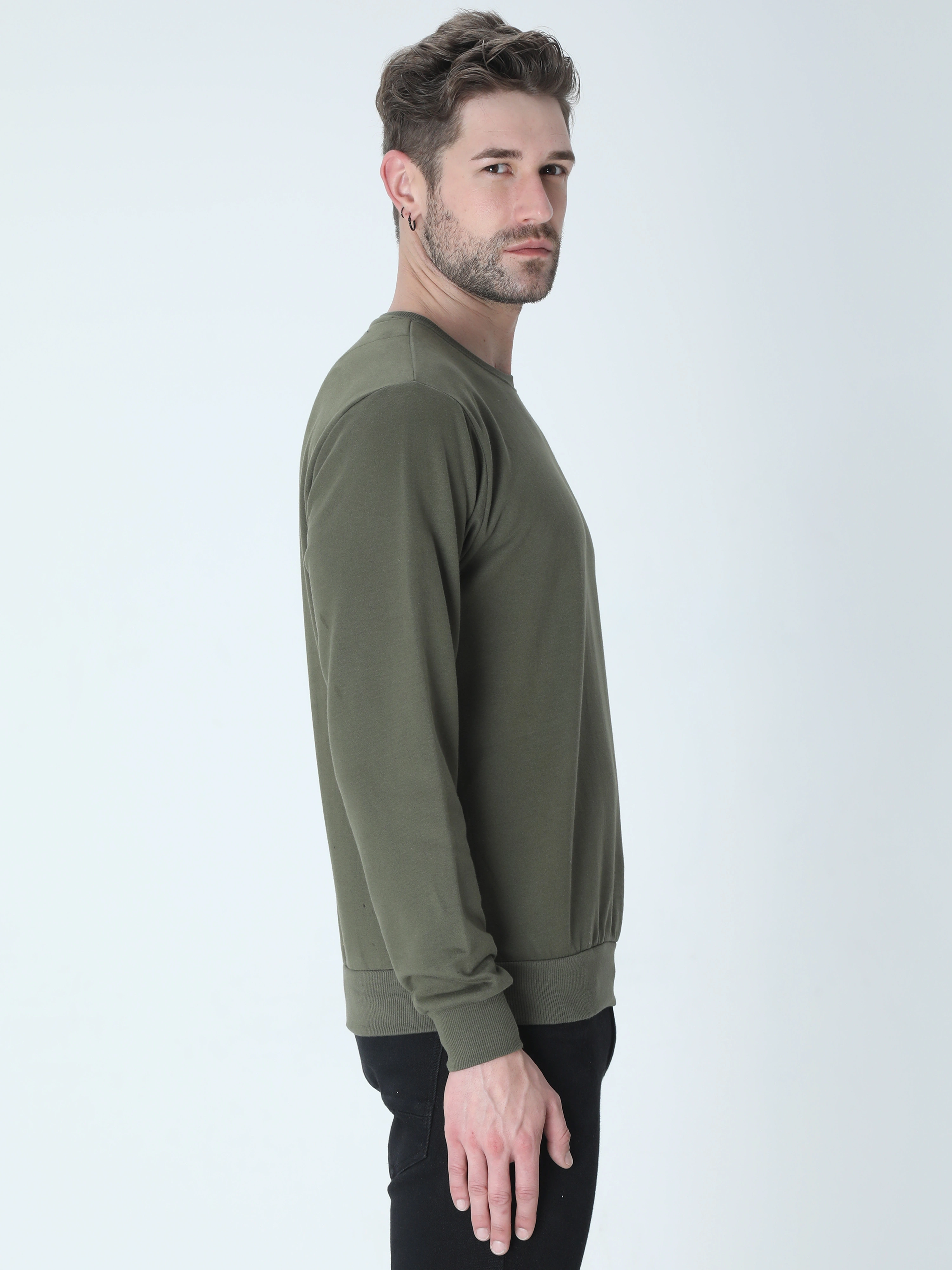 Sweatshirts Unisex-Olive Green-M-2