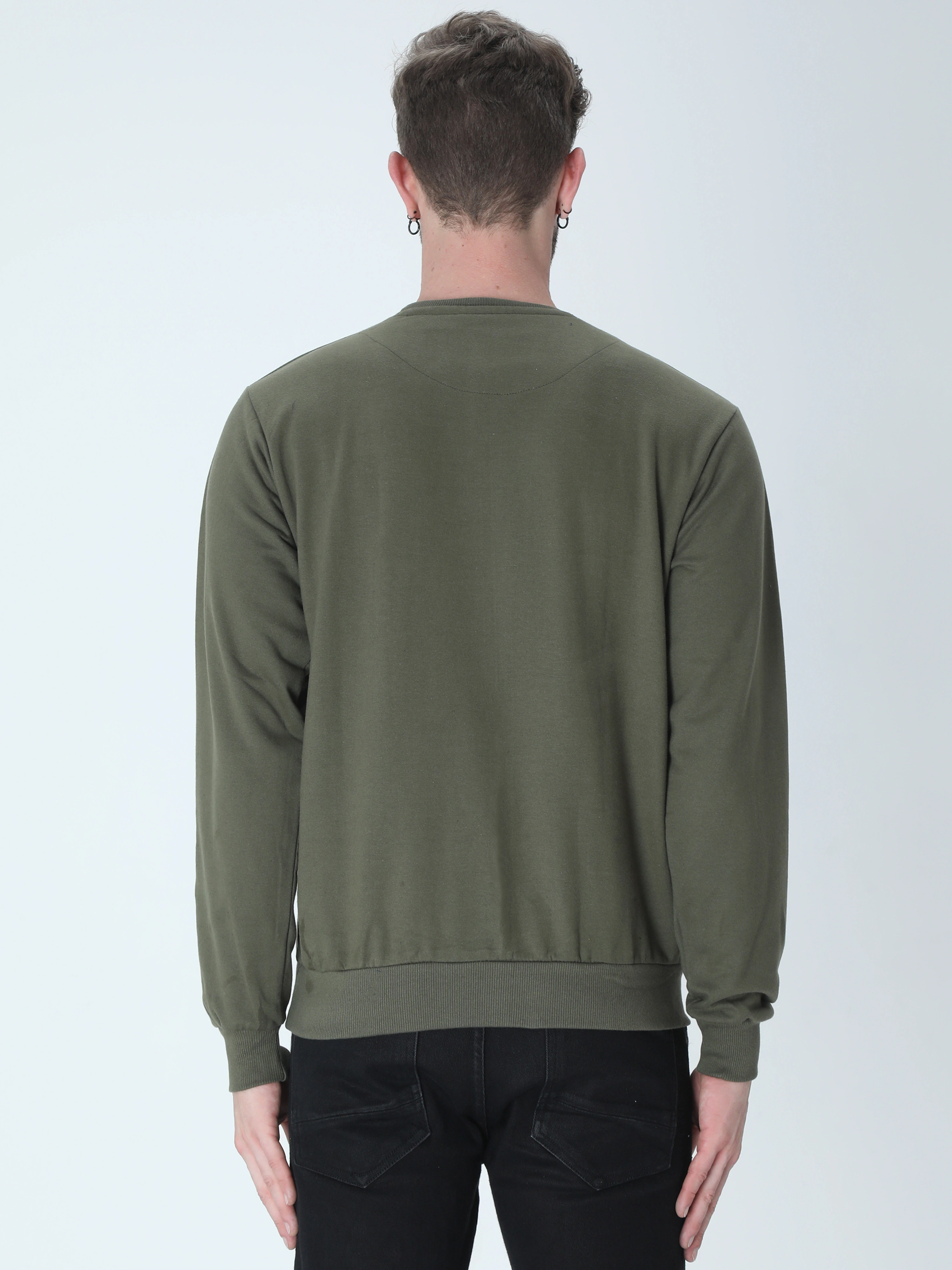 Sweatshirts Unisex-Olive Green-L-3