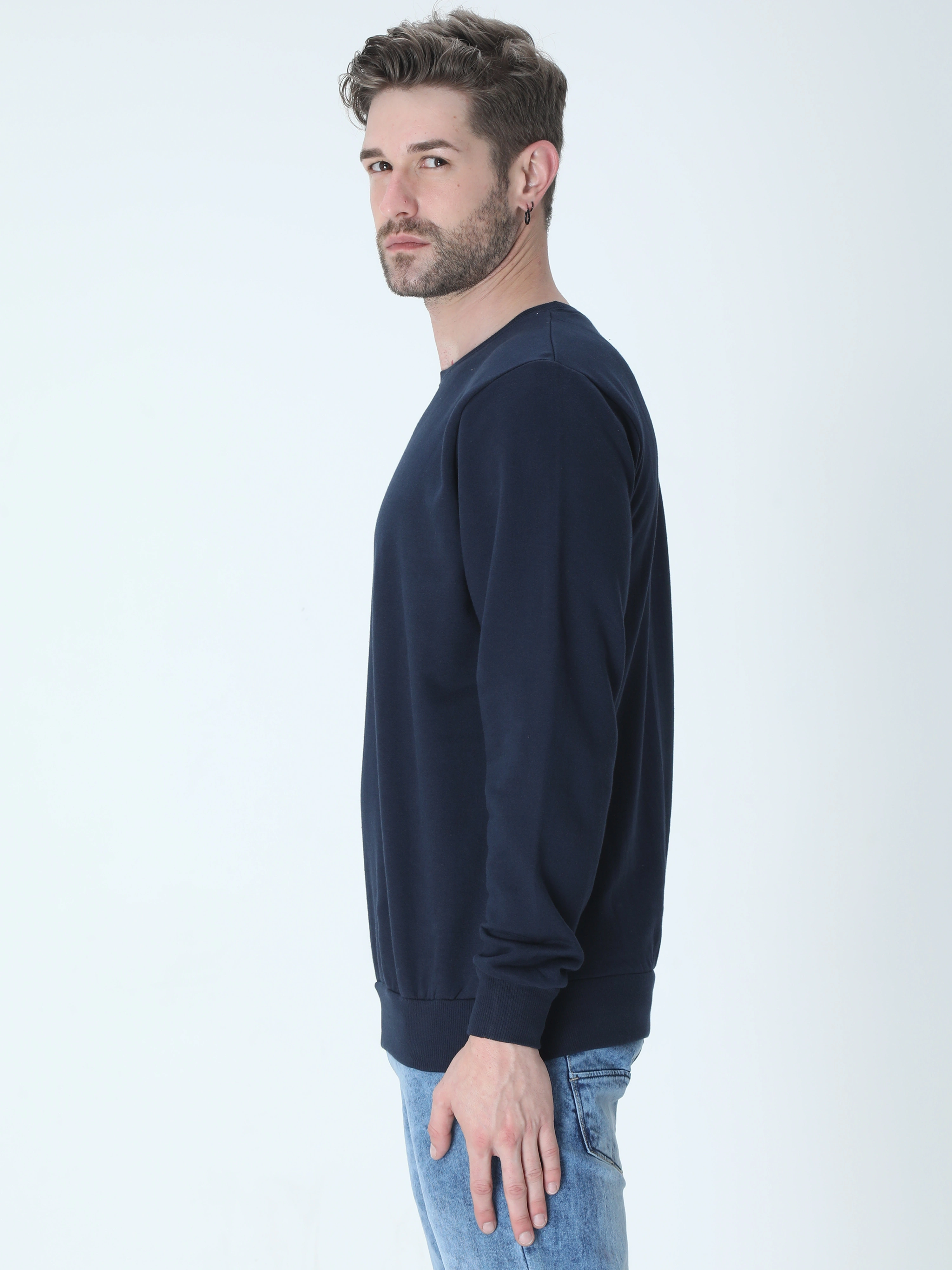 Sweatshirts Unisex-Navy Blue-S-1