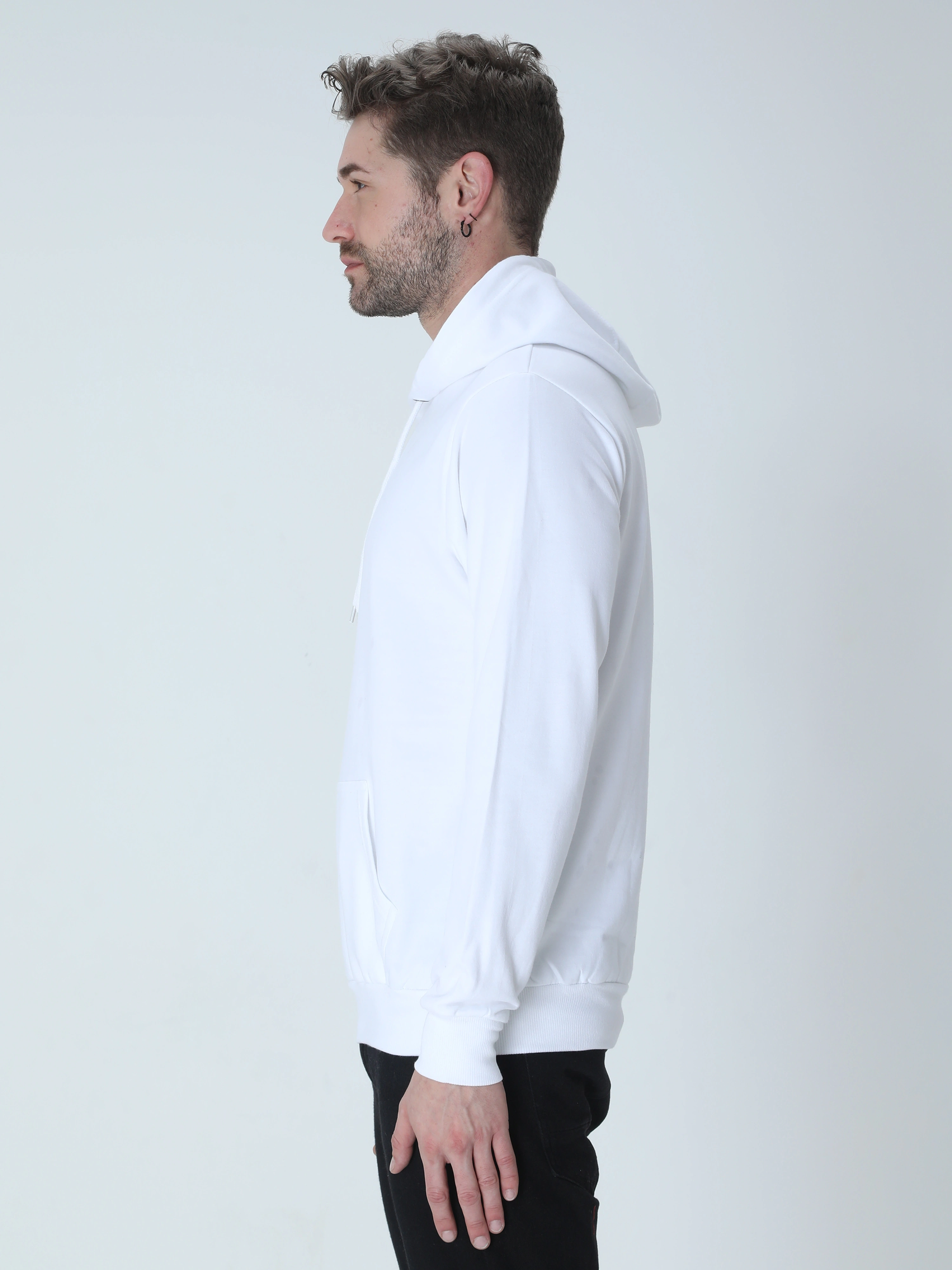 Hooded SweatShirt Unisex-White-S-1