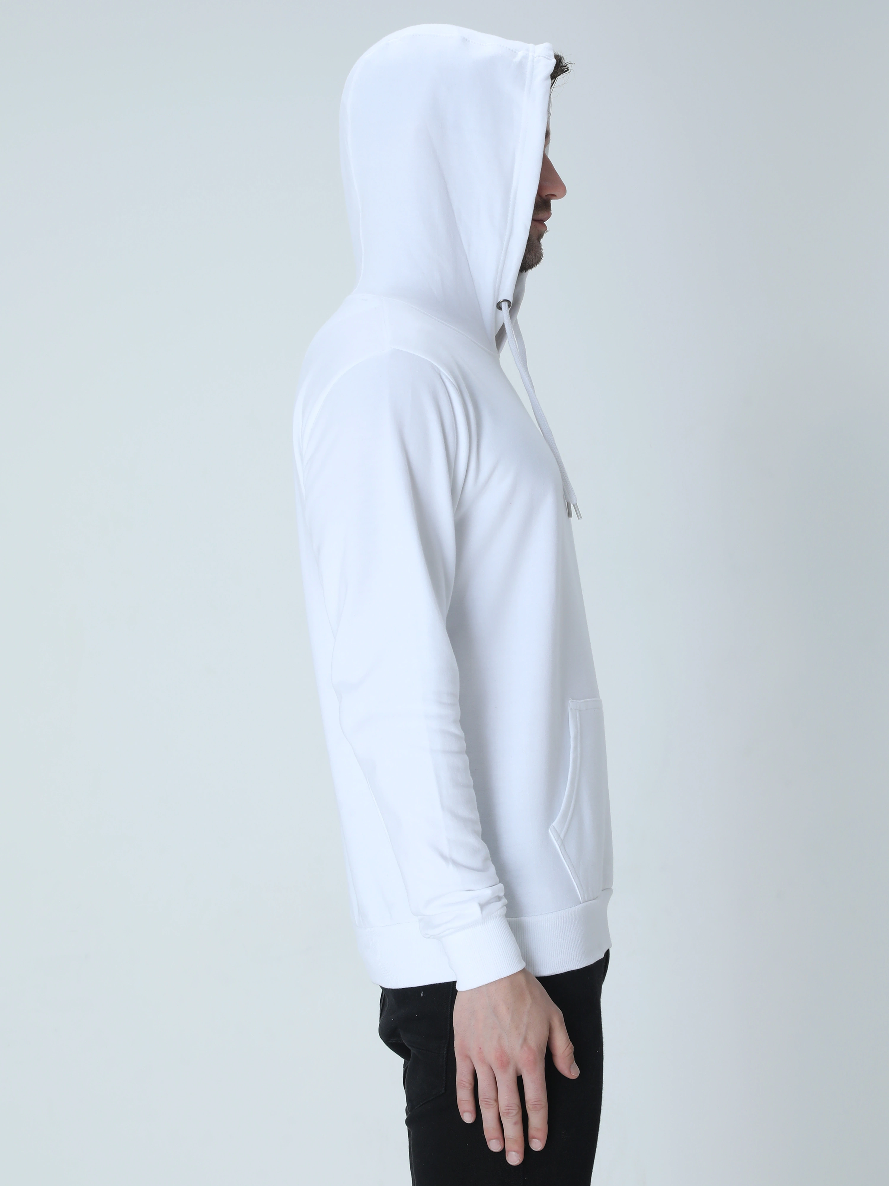 Hooded SweatShirt Unisex-White-S-2