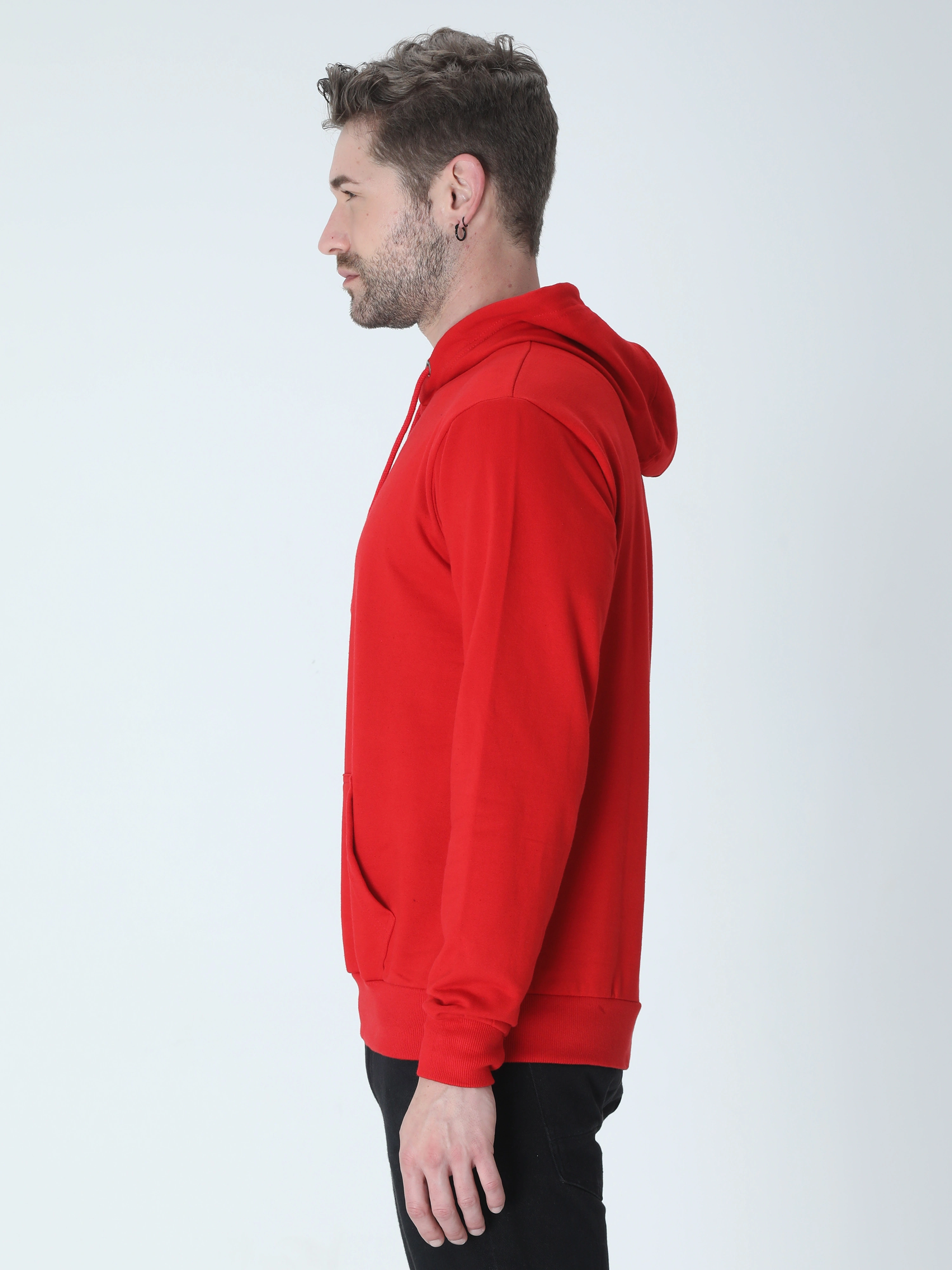 Hooded SweatShirt Unisex-Red-S-1