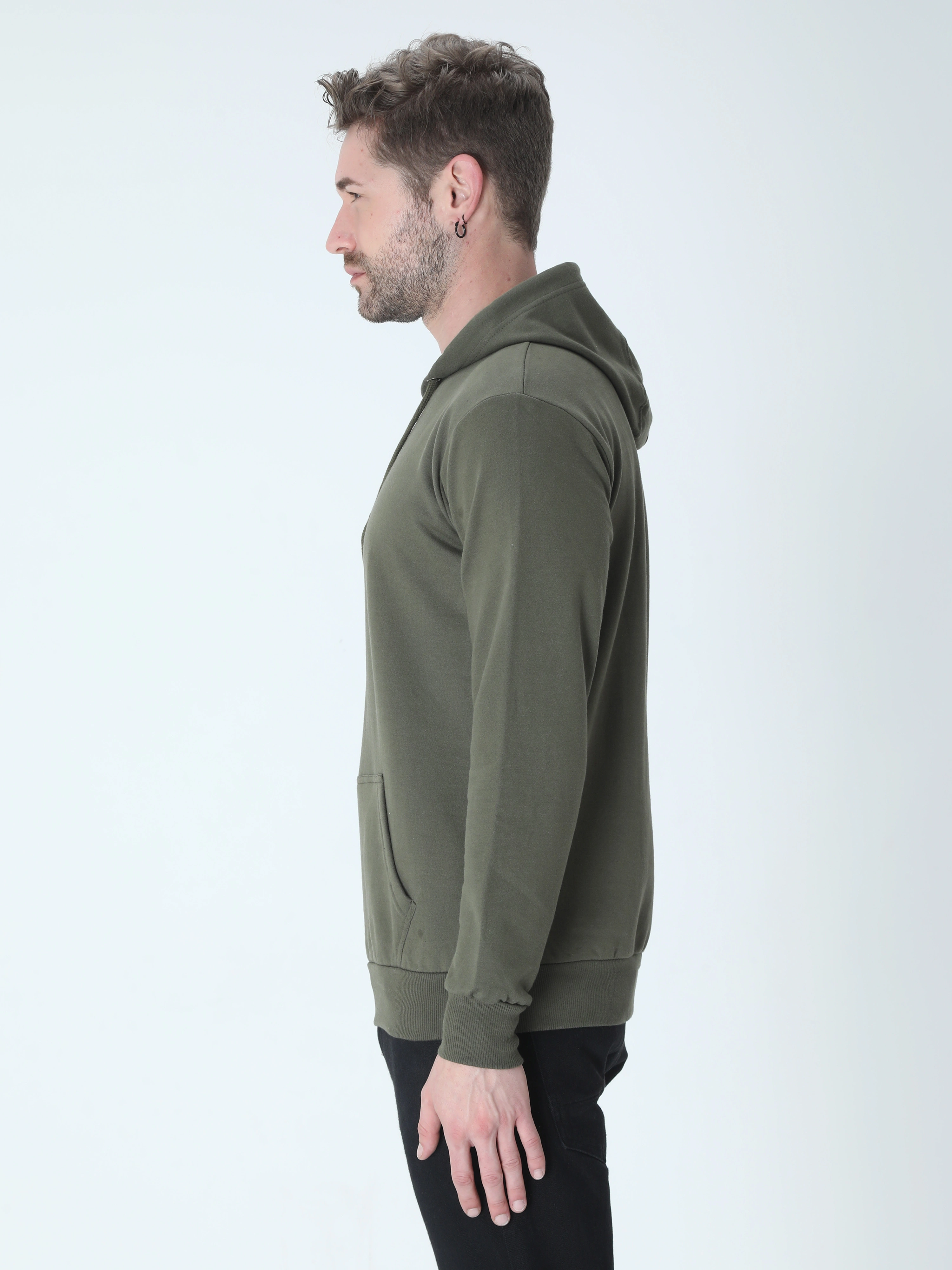 Hooded SweatShirt Unisex-Olive Green-S-1