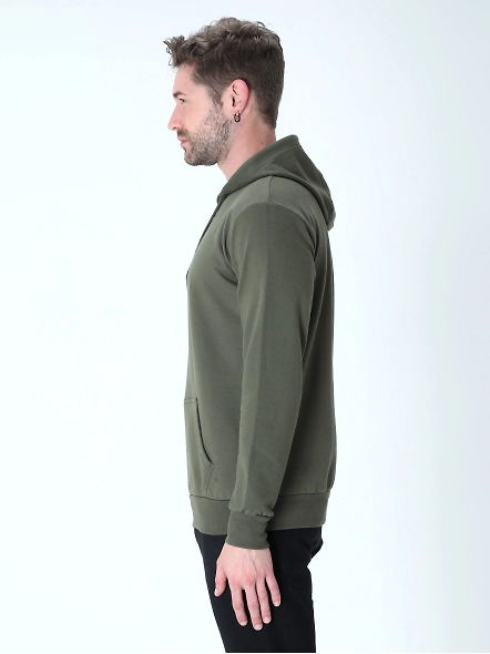 Hooded SweatShirt Unisex-Olive Green-L-2