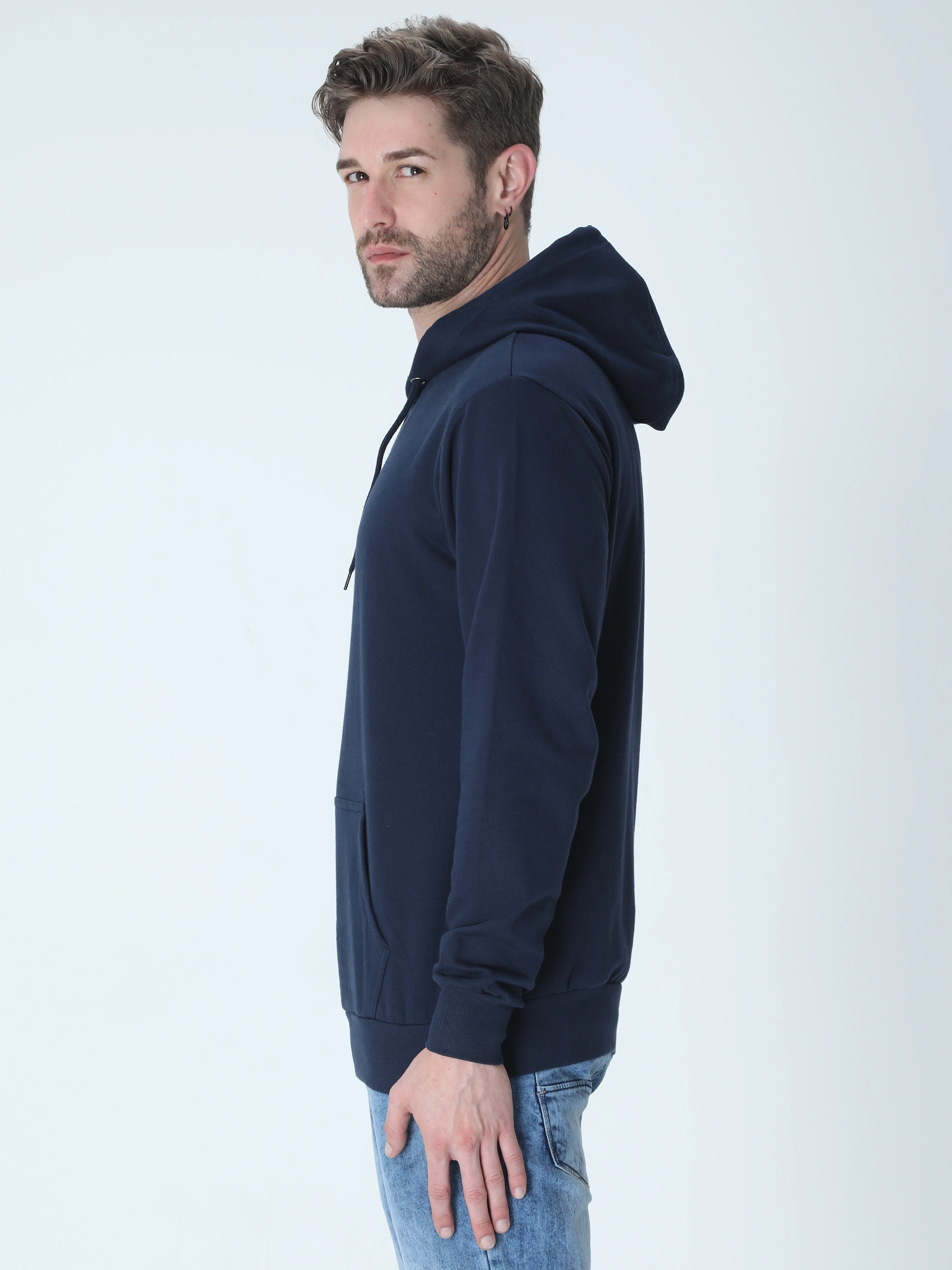 Hooded SweatShirt Unisex-Navy Blue-S-1