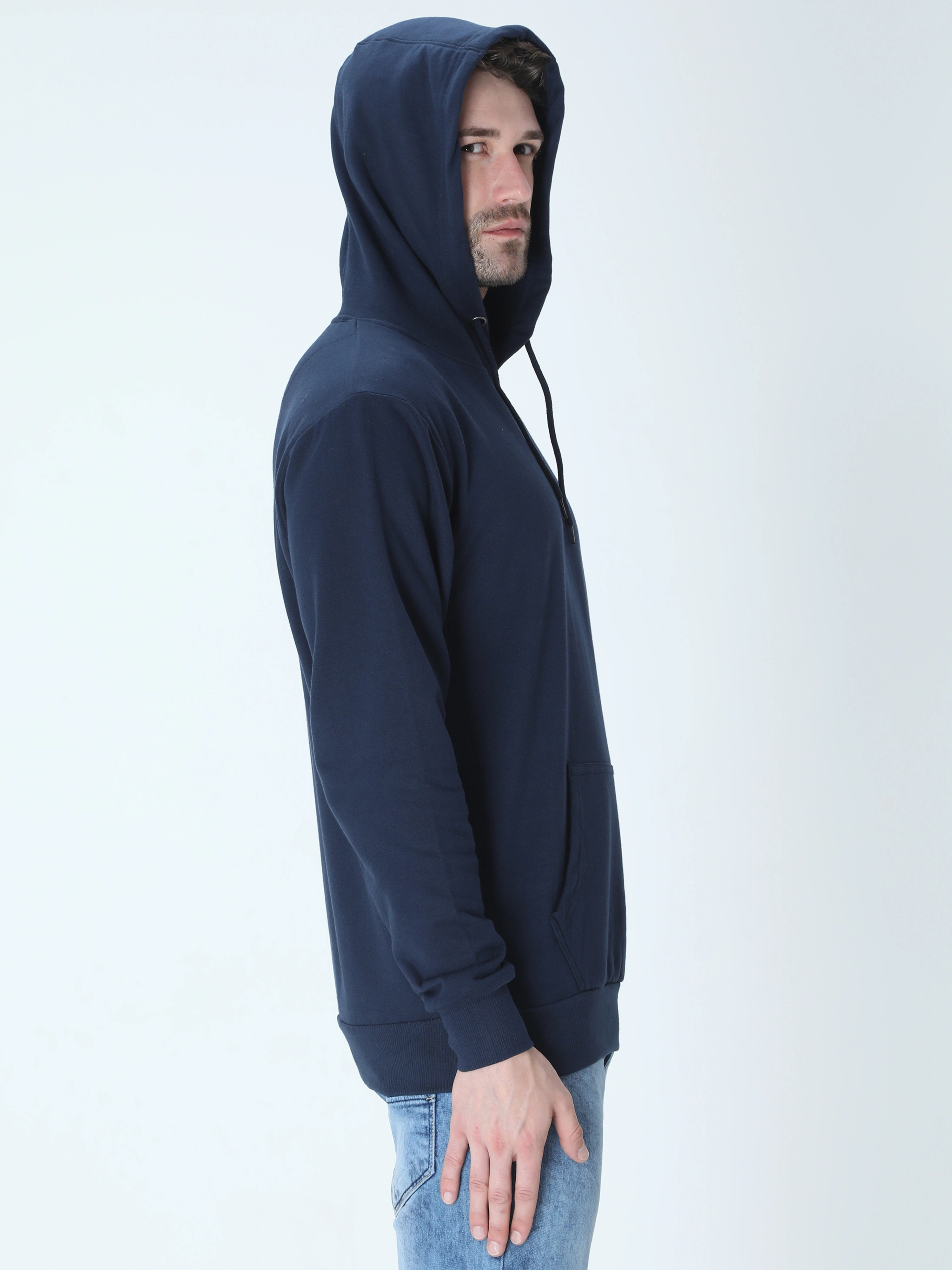 Hooded SweatShirt Unisex-Navy Blue-S-2