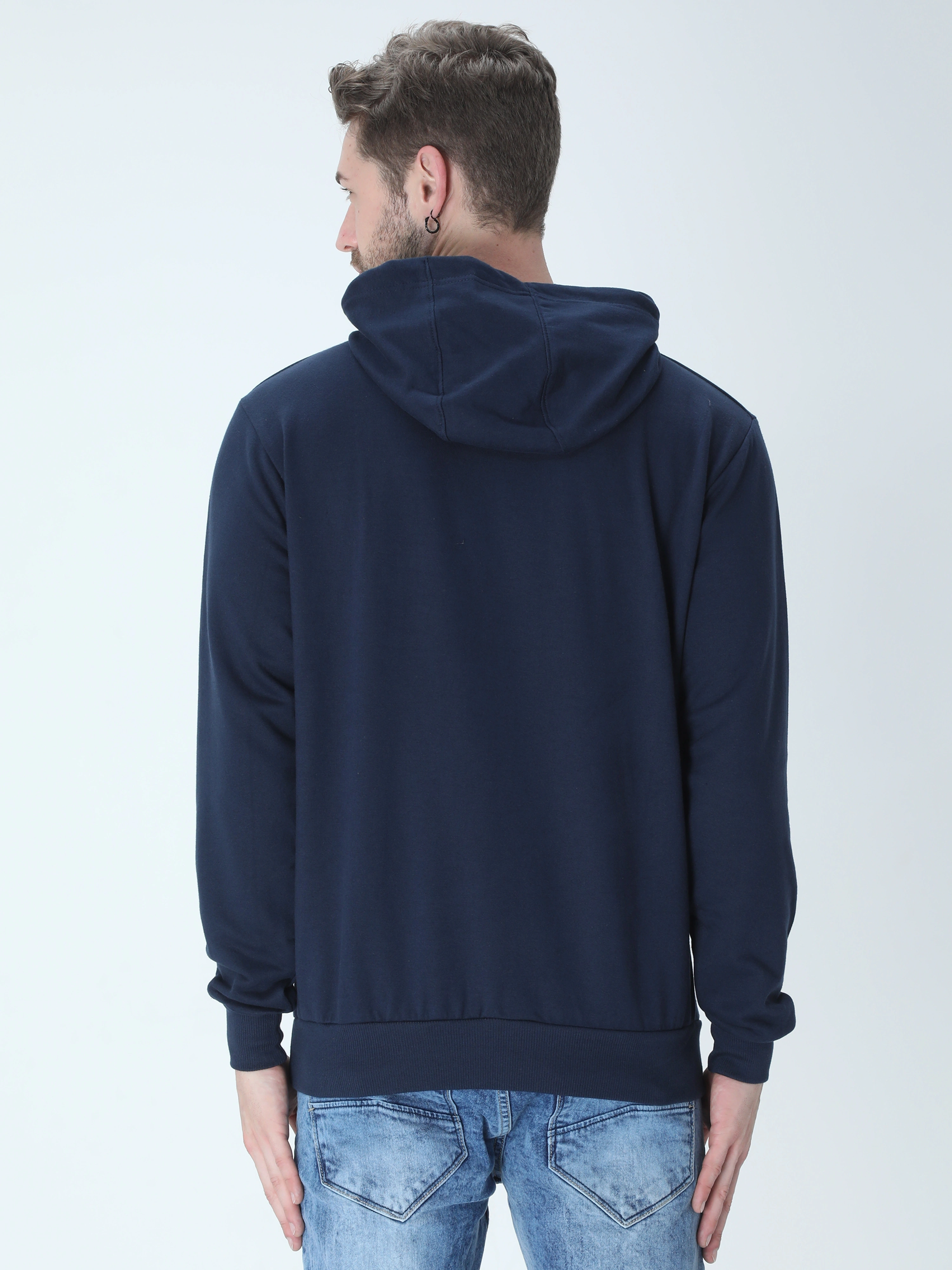 Hooded SweatShirt Unisex-Navy Blue-S-3