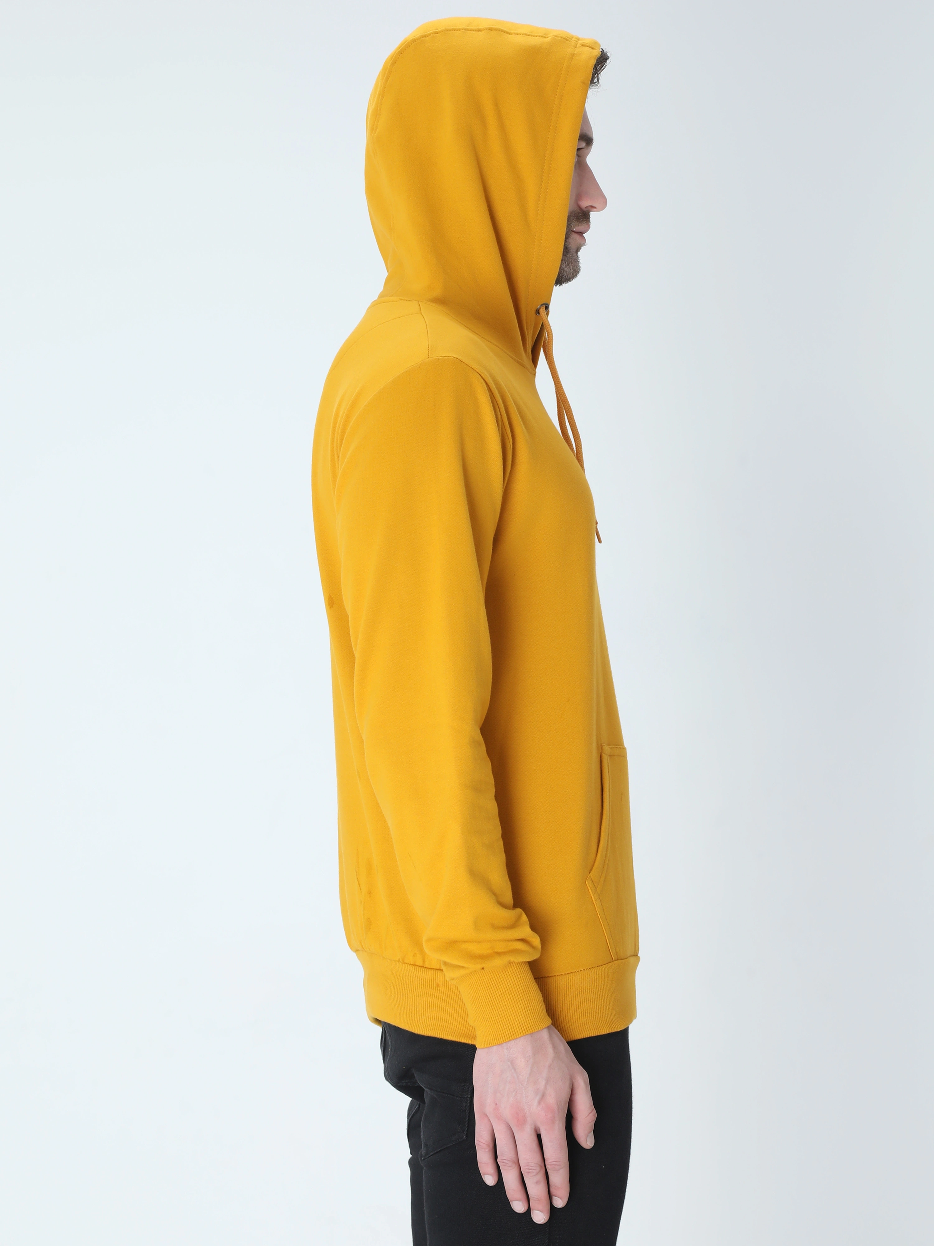 Hooded SweatShirt Unisex-Mustard Yellow-S-2