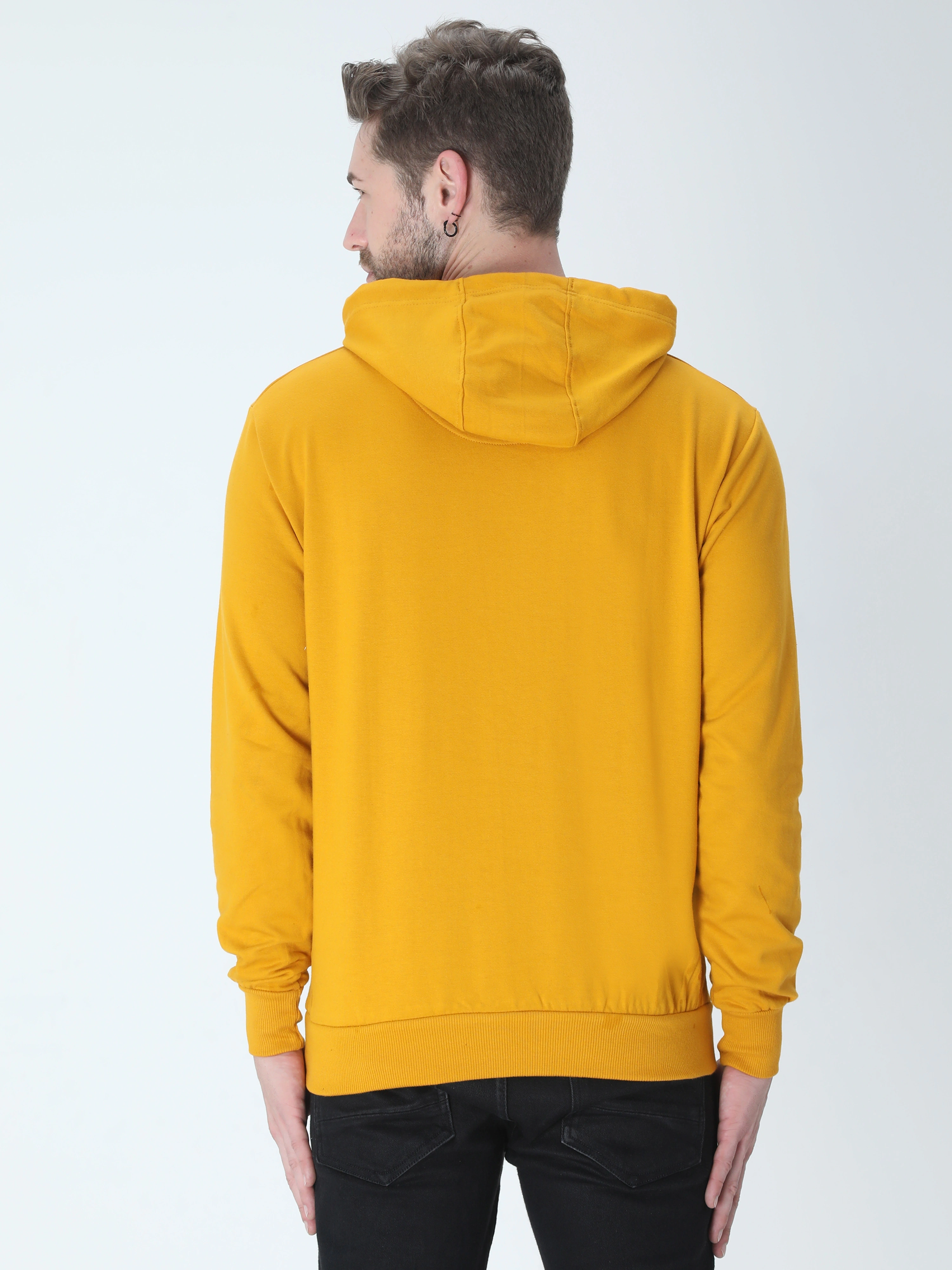 Hooded SweatShirt Unisex-Mustard Yellow-S-3