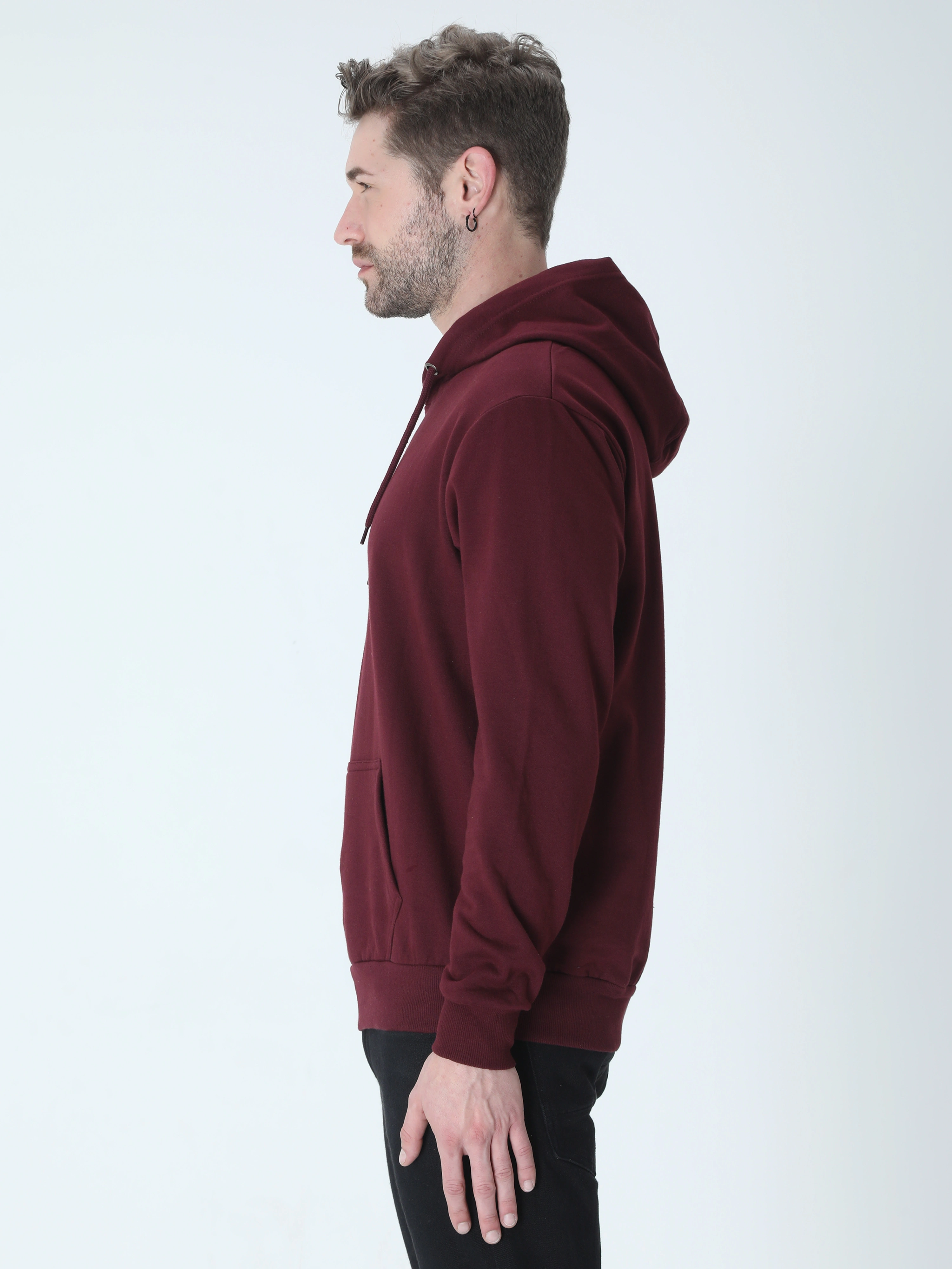 Hooded SweatShirt Unisex-Maroon-S-1