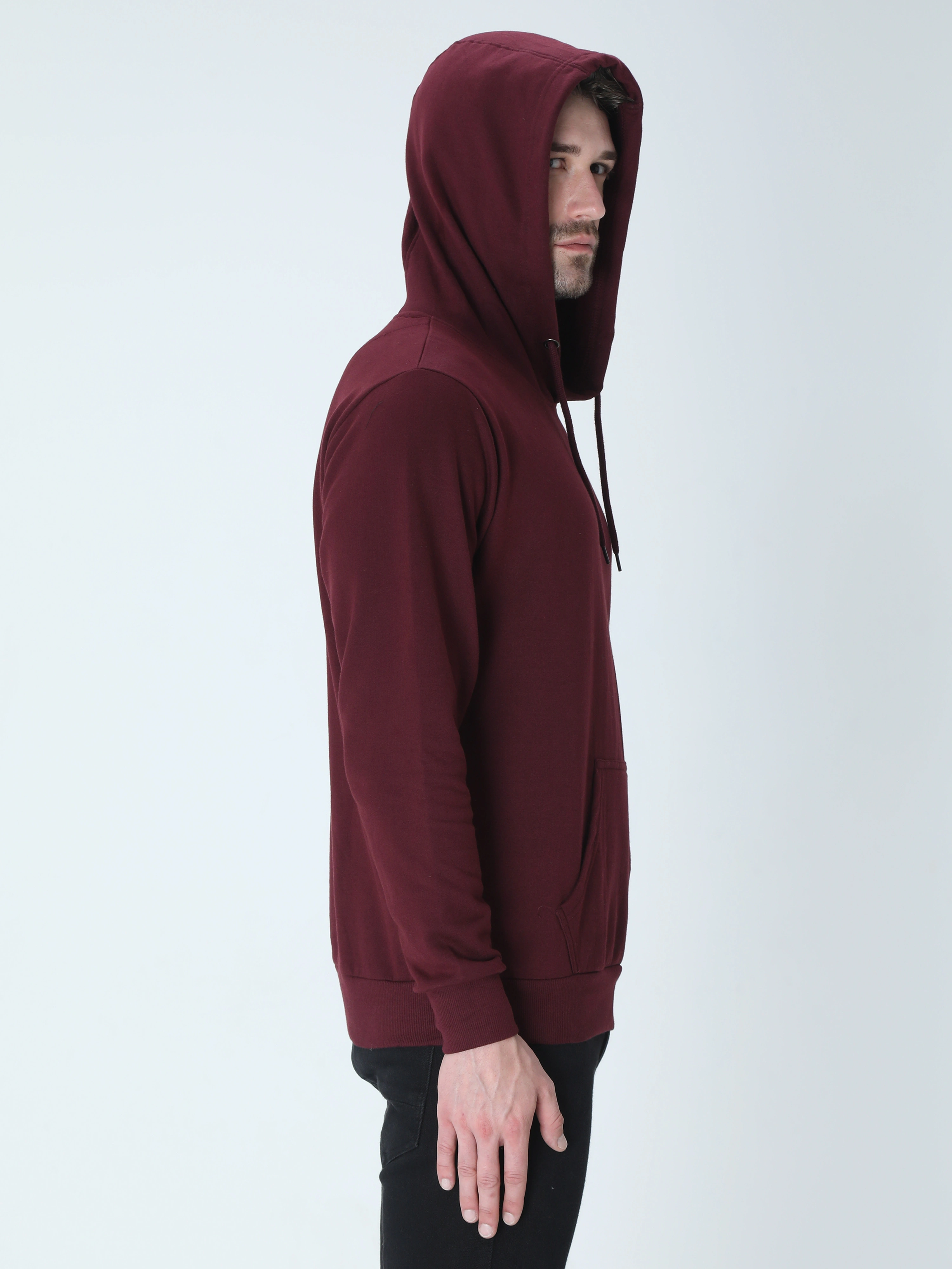 Hooded SweatShirt Unisex-Maroon-S-2